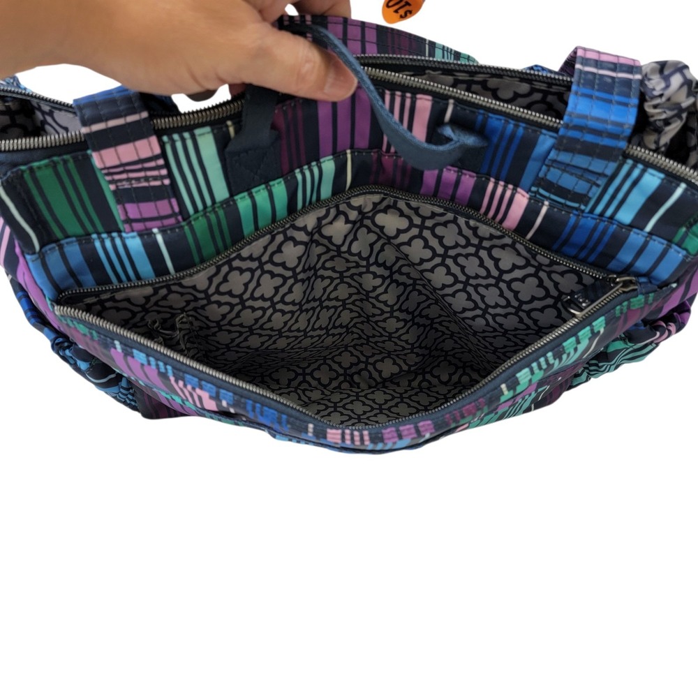 LUG Soprano Tote Bag Brushed Marina Love Stripe Multi RFID Organizer Top Handles - Picture 14 of 16